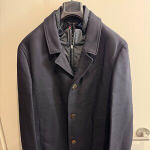 Ted Baker Navy Twill Overcoat